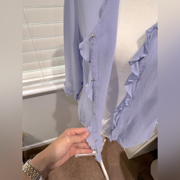 Vintage Christopher & Banks 100% Silk Ruffle Trim‎ Top - Picture 3 of 8